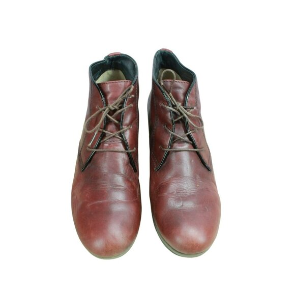 Wolky Dusky Burgundy Leather Lace Up Casual Wedge Bootie Size 41 US 10 - Picture 5 of 10
